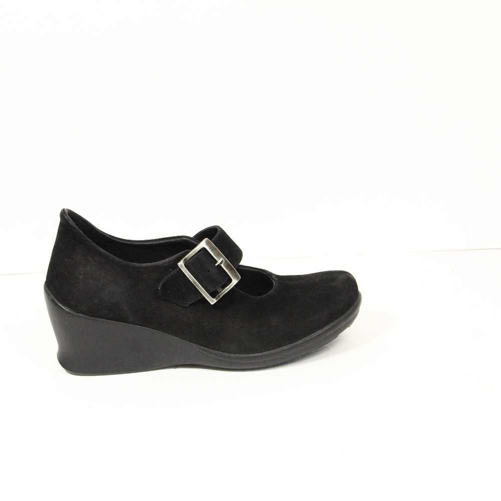 Wolky Shoes Women Mary Jane Wedge Heels Black Leather EU 37 Dazzle